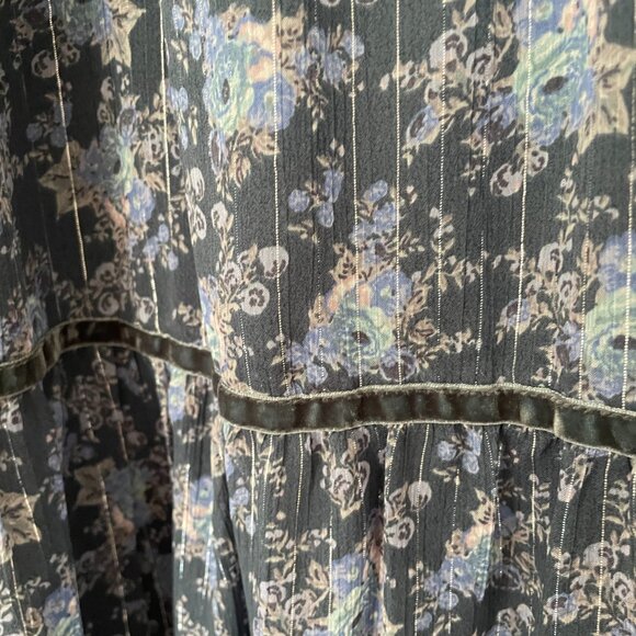 Lucky Brand Women's Floral Long Sleeve Midi Dress NWOT Lined Ribbon Detail - Picture 8 of 11